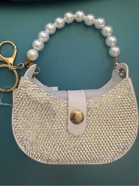 Pearl Handle Mini Saddle Bag Keychain/Bag Charm-NWT